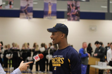  Feb. 3, 2016 An excited Matt McClellan senior gets interviewed about his signing with Murray State in the Francis Howell high school main gym, to play football "I'm just so happy that I get to play the sport I love, and get to hang out with my close friends: The Perkins twins, and Brayden." McClellan said.