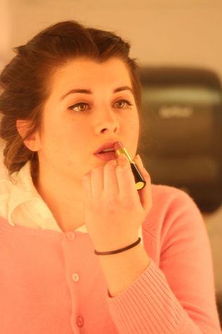utting on the finishing touches on April 11 at the drama club rehearsal for the spring play, the twenty fifth annual putnam county spelling bee. Junior Mikayla Angeli plays the role of Logainne SchwarzandGrubeniere, who was a main speller.  