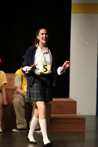 Sophomore Allison Schulz sings her solo in the song “I Speak Six Languages”. Schulz filled in for the role of Marcy Parks when the previous actress, Hannah Modglin, had to sit out due to health reasons. 