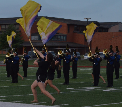During the FHSD preview night, Aug 26, color guard and the marching band reveled their new theme, Journey of the Fallen. 