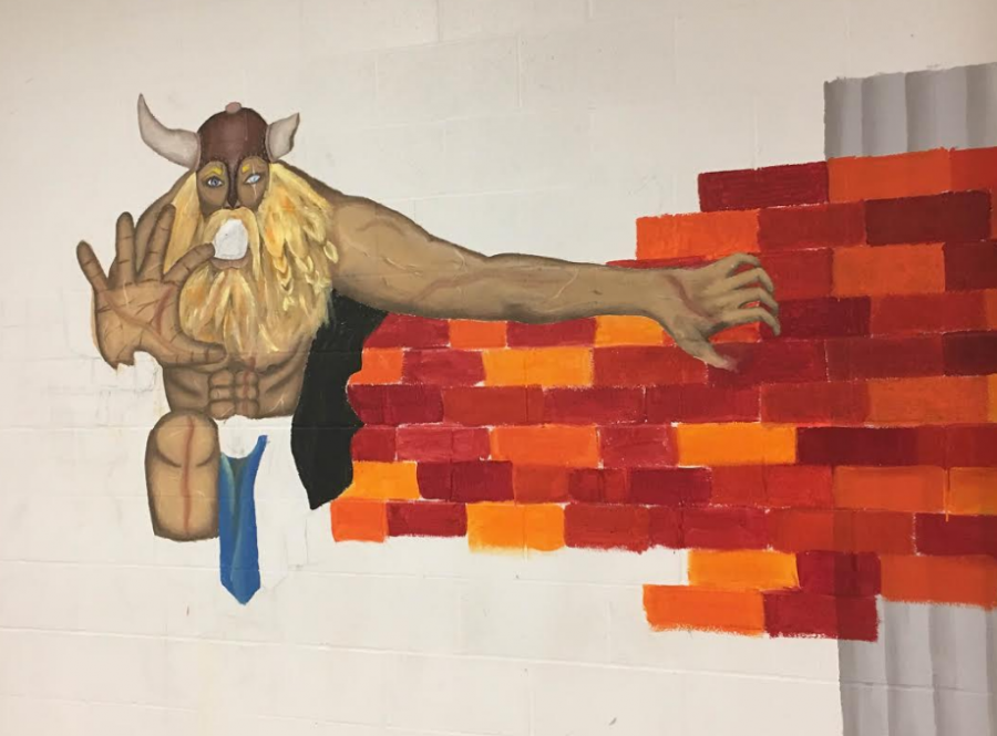 The Viking Mural outside the gym. 
