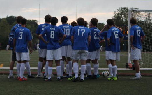 Sept. 8, boys Varsity soccer, gathers together before warmup to discuss the game ahead of them against Ft. Zumwalt West. 