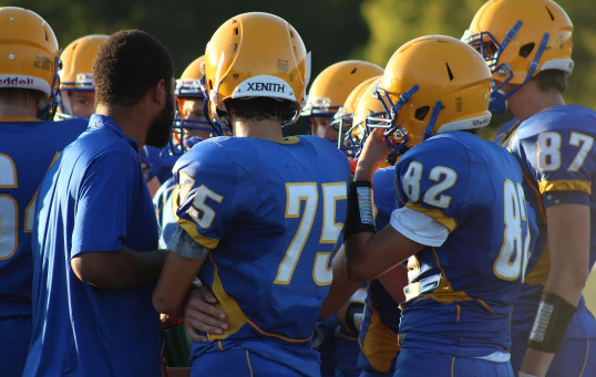 The Freshman football team thinks about there next move at there game against Troy Sept. 12. Howell won 27-0.