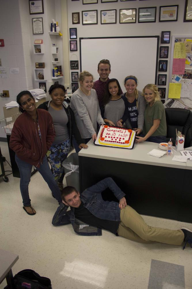 Yearbook staff celebrated over winning the 10th All American from 2016-2017's yearbook. In order to achieve this award, yearbook had to place All American rating for ten out of eleven books.